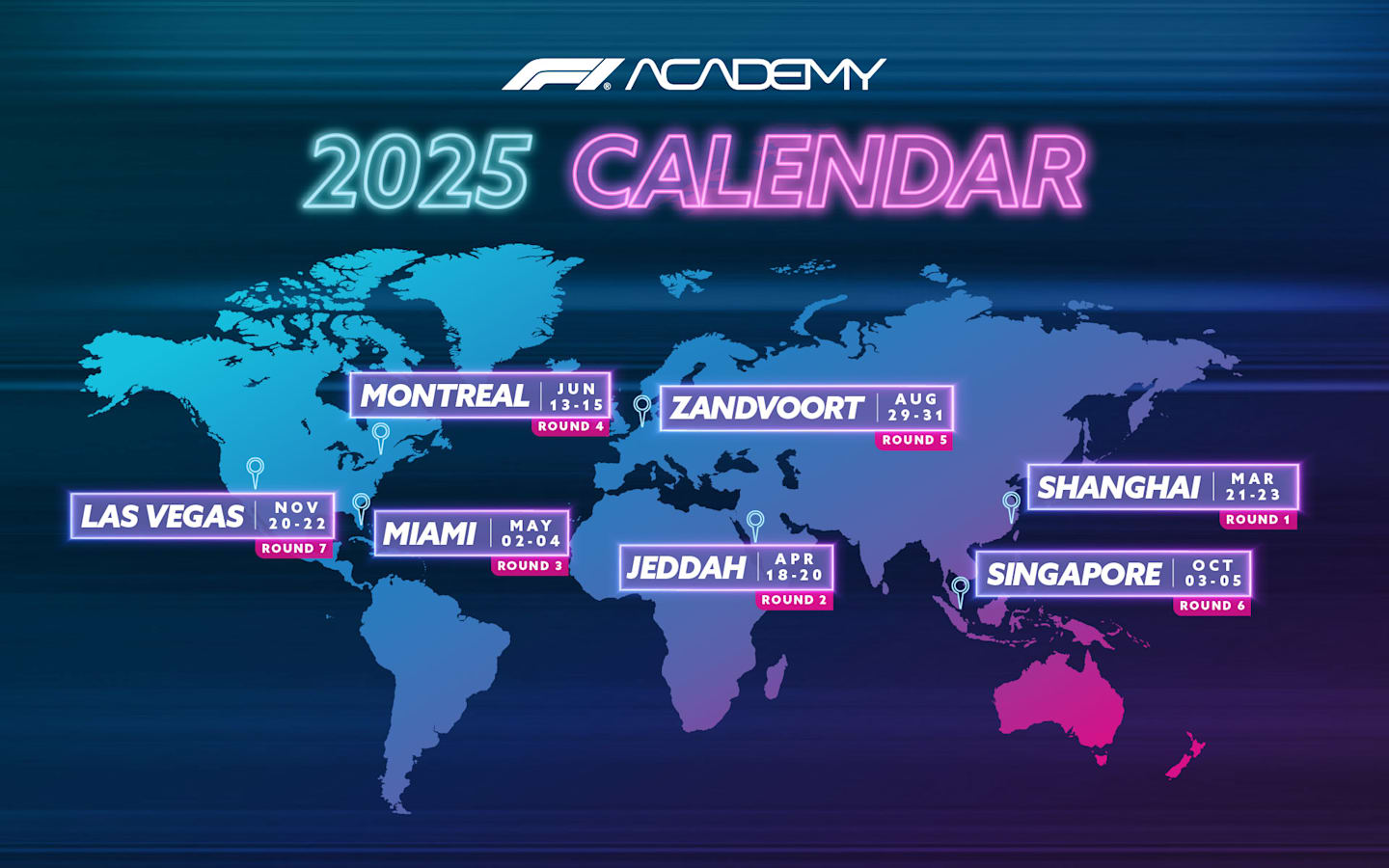 F1 ACADEMY presents calendar for 2025 season Formula 1®